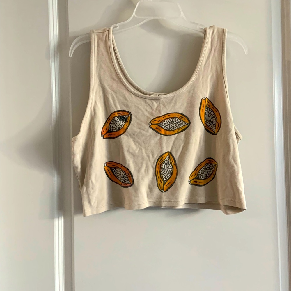 Papaya Print Beige Crop Top